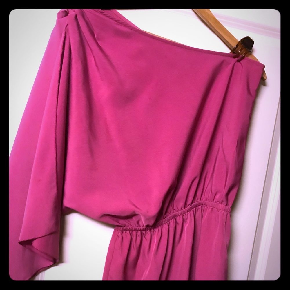 Pink one shoulder party dress